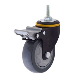 Doshisha Luminous Steel Rack Leg Parts, High Load Capacity Urethane Caster, Screw Type, Wheel Diameter 3.9 inches (100 mm), Stopper, L100US-GYN Caster Stationary Load Capacity 1100.4 lbs (500 kg),