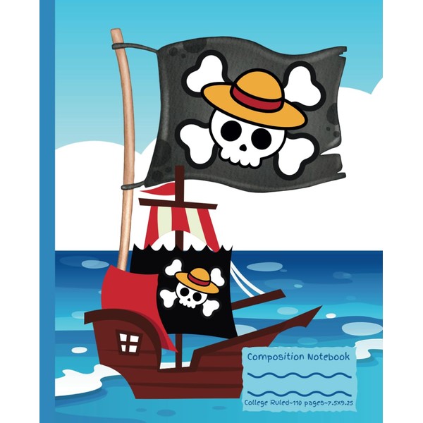 Composition Notebook Anime Pirate: College Ruled, 110 pages, 7.5 x