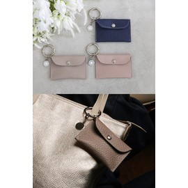 Salon de Alphard Mini Case, Bag Charm, Coin Purse, Pass Case, Italian Leather, Multi Case, Convenient, Stylish, milk tea