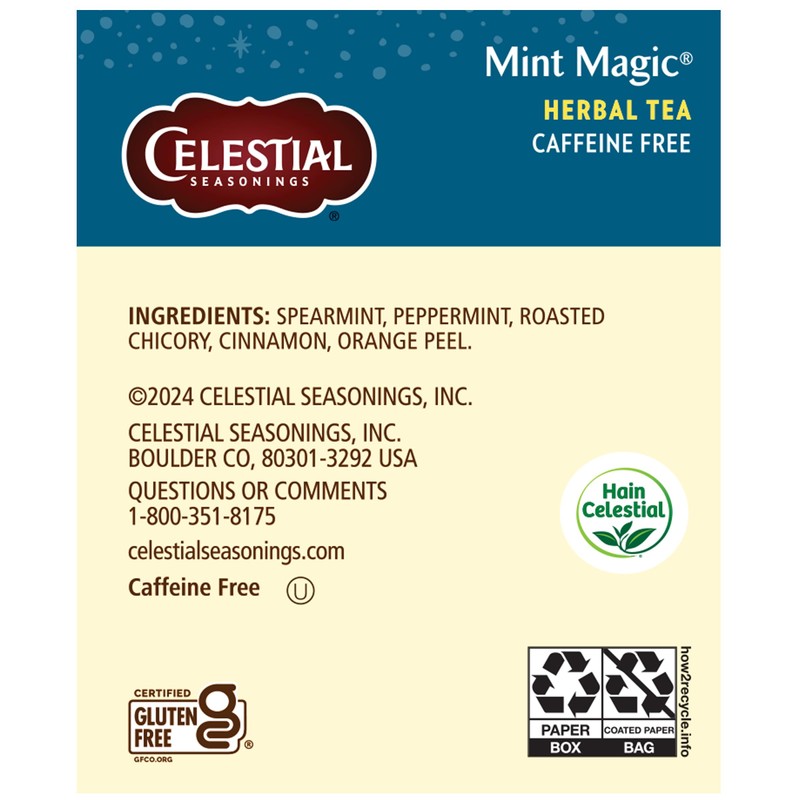 Celestial Seasonings Herbal Tea, Mint Magic,Caffeine Free, 20 tea bags