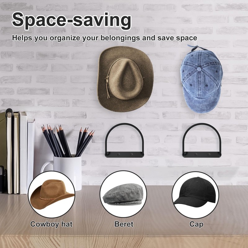 RdjEokf 4 PCS Cowboy Hat Rack, Metal Wall Mounted Baseball