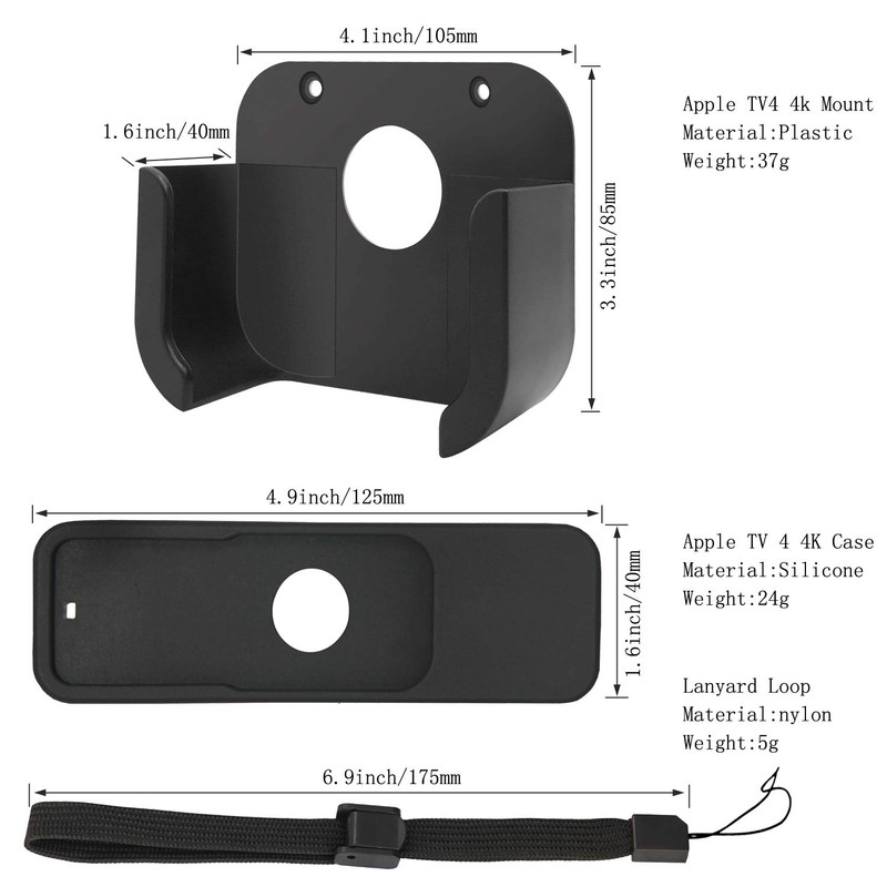 Pinowu Pinowu Wall Mount Bracket Holder with Siri Remote Case