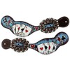 Showman Ladies Electric Aces Painted Leather Spur Straps