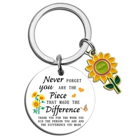UYBEPU Thank You Gifts for Women Coworkers Retirement Gift for Woman Farewell Gifts for Coworkers Appreciation Gift for Teacher Nurse Mentor Never Forget You Are the Piece Sunflower Keychain