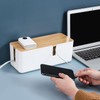 Cable Box with Bamboo Lid, Cable Organiser Box, Cable Storage