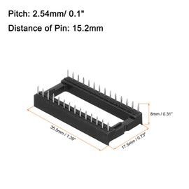 sourcing map 20Pcs DIP IC Chip Socket Adapter, 2.54mm Pitch 28 Pin Gate Soldering Flat Circuit Chip