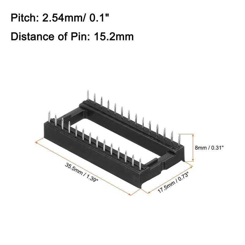 sourcing map 20Pcs DIP IC Chip Socket Adapter, 2.54mm Pitch