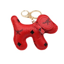 QTMY Cute Leather Puppy Keychain Keyring for Women,Purse Bag Charms for Handbags Backpack,242 (Red)