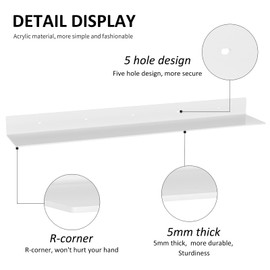 Sezanrpt 36 Inch White Floating Shelves for Wall Décor, Acrylic Storage Wall Shelf Holder, Wall Mounted Home Organizer Shelves with a Free Screwdriver, 2 Pack