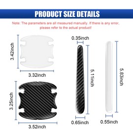 16PCS Car Door Handle Cup Scratch Protector Set, Waterproof Car Door Bowl Sticker Protector Film, Anti-Scratch Car Paint Cover Guard Pad Universal for Most Cars, SUVs (Transparent/Carbon Fiber)