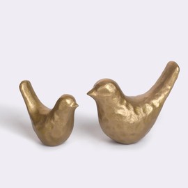 Elegant Cast Iron Bird Statue with Vintage Brass Coating – Gold Bird Figurine for Home Desk, Living Room, Bedroom, Office – Charming Decorative Ornament