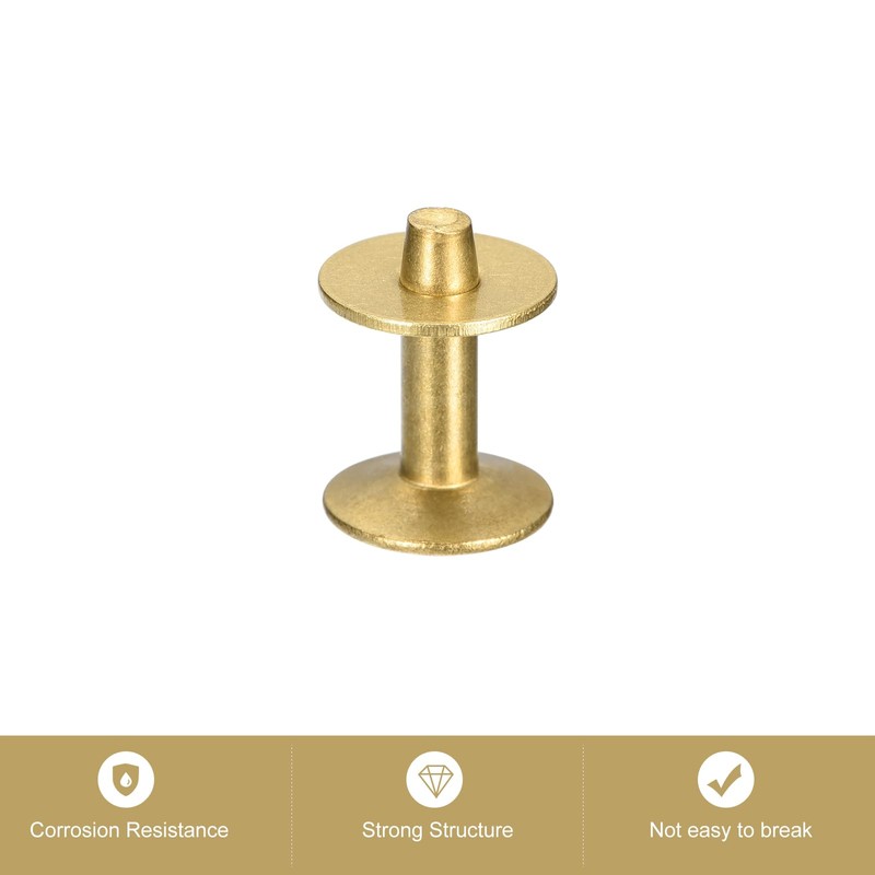 sourcing map 10 Set Brass Rivets and Burrs, 9x3.3x14mm Solid