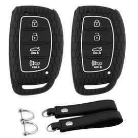 Funda para Llavero Hyundai con Llavero, Carcasa Protectora de Silicona para Llavero Hyundai Elantra Elantra GT Sonata Tucson Ioniq Llave Inteligente de 4 Botones, Paquete de 2 (Hyd-4-BB)