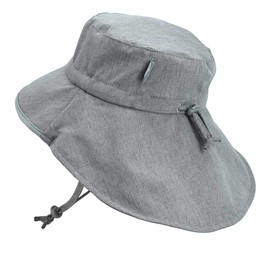 JAN & JUL Summer Adventure Swim Hats for Toddler Boys with Wide Brim (M: 6-24 Months, Grey)