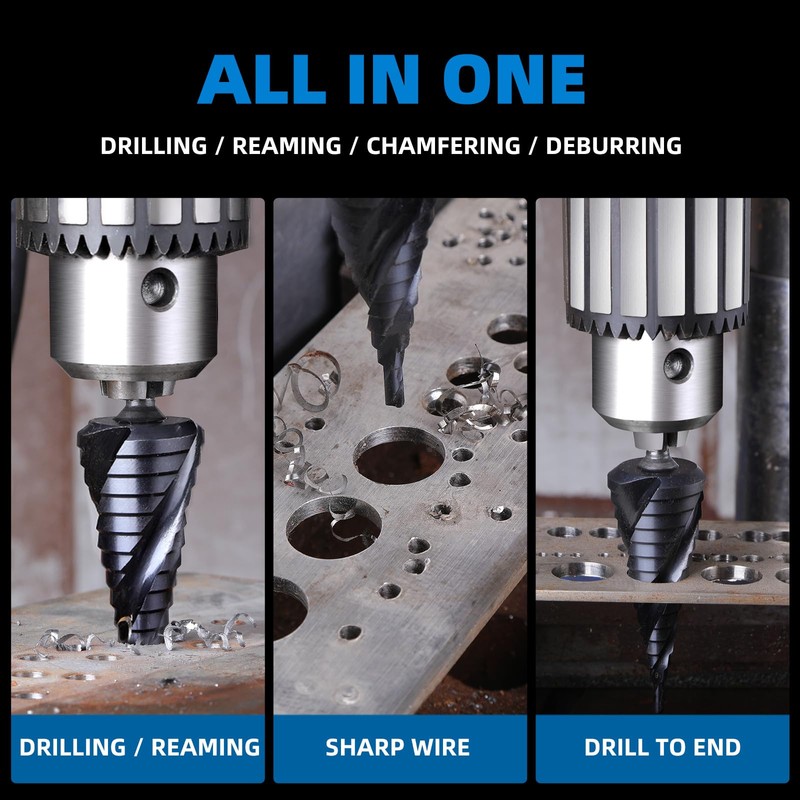 Step Drill Bit for Metal Set, 1/4" - 2-1/2"Large Step