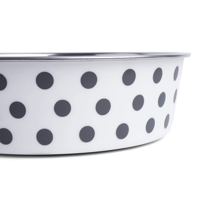 Petface Grey and White Spots Deli Dog Bowl, 14 cm