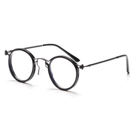 PEYEOISD Vintage Round Metal Frame Blue Light Blocking Reading Glasses 1.0 - Retro Style Anti Eyestrain Readers for Women & Men