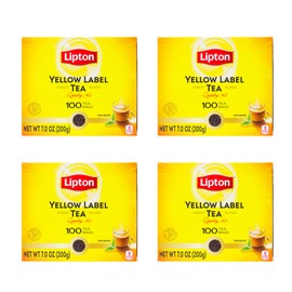 Yellow Label Tea | Lipton Tea Bags | International Blend | Black Tea | Unsweetened Instant Chai | 200 Grams (Pack of 4)