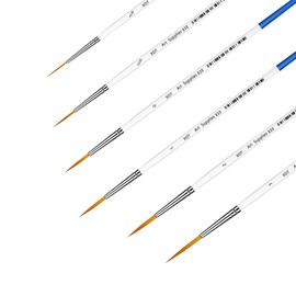 Rigger Artist Paint Brush 6 Piece Set, Extra Long Fine Point Liner Tip for Scale Models Nail Acrylic Oil Watercolor #000#00#0#1#2#3