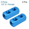 sourcing map G 1/2" Thread 5 Ports 2 Way Manifold
