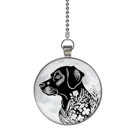 Gotham Decor Black Labrador Flower Moon Dog Breed Glow in the Dark Ceiling Fan and Light Pull Chain Pendant Single Sided