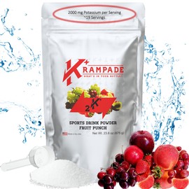 Krampade Electrolytes Powder Potassium Supplement - 2000 mg K+, >2X More Than Coconut Water | Cramp Relief and Prevention | Hydration Powder