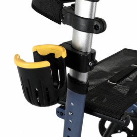 Flat Frame Walker Euro Rollator Cup Holder - Adjustable Clip-On Drink Holder for Wide Flat Frame Bars & Euro-Style Walkers, Holds Water Bottles, Coffee Cups and Travel Mugs