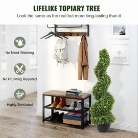 VEVOR Artificial Boxwood Spiral Topiary Trees, 4ft Tall (2 Pieces) Faux Plant Outdoor, All-Year Green Fake Plant with Replaceable Leaves for Decorative/Indoor/Porch/Garden