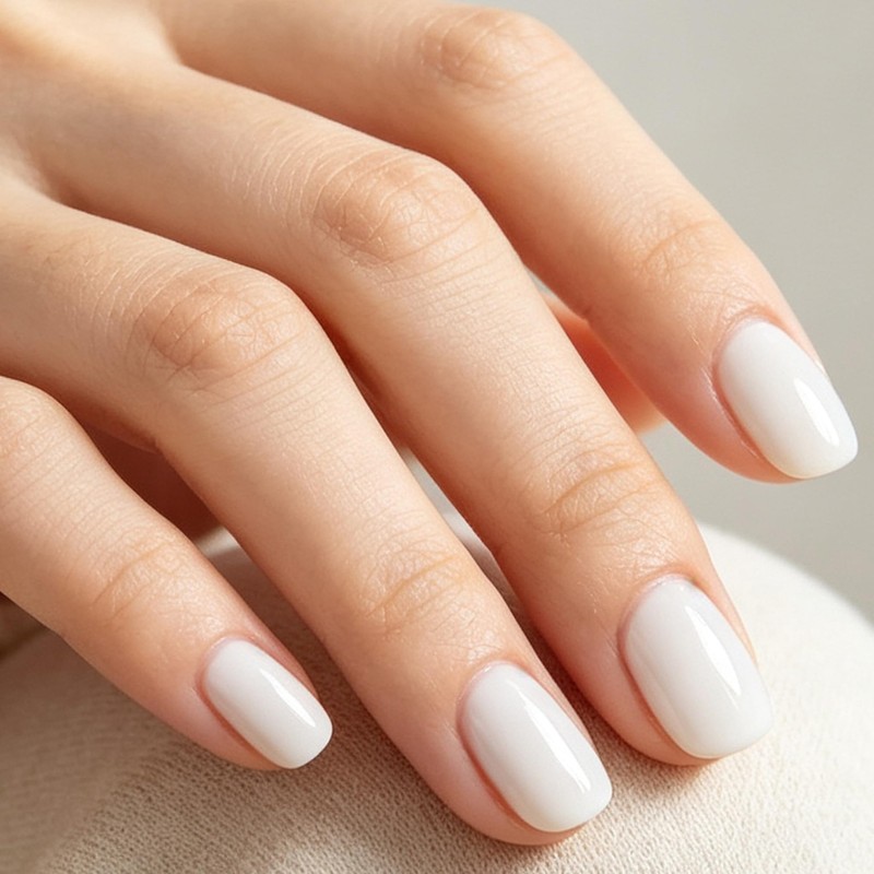 Uñas postizas blancas cortas cuadradas – 32 piezas de uñas