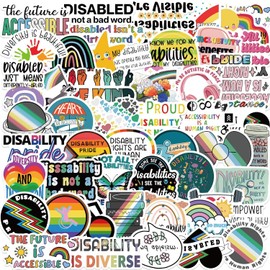 Disability Pride Sticker Set 50 Pieces Cute Decoration for Car Laptop Skateboard Bicycle Moped Motorcycle Bicycle Computer Suitable for Adults Children