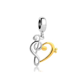 MiiFort Treble Bass Music Note Dangle Charm for Bracelets Necklaces Pendants Gold Silver Gift for Women Cute Sister Birthday Christmas Girlfriends Wife Cousin Niece
