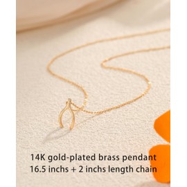 OBSUN Wishbone Necklace for Women 14K Golden Fishbone Necklace Wish Gifts for Women wishbone Charm (Wishbone)