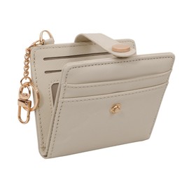 Silensu Small Womens Wallet, RFID Blocking Credit Card Holder Slim Bifold Purse with Zipper Coin Pocket, Keychain, ID Window, White-Cross Grain, Simple