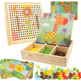 Fosoloni mosaik bastelset kinder，Mosaik Steckspiel, Farbe Steckspiel Mosaik Pegboard Gabelungen,für Kinder ab 2 3 4 5 Jahre，Kreatives Pädagogisches Lernspielzeug & Malen