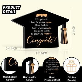 Funny Graduation Gifts Class of 2025 Graduation Gifts Best Grad Gifts for Her Him High School College Grad Decorations Cap Shaped Acrylic with Tassels 2.7 x 3 inches