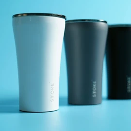 Sttoke Reusable Coffee Cup, 12 oz Capacity, White