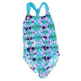 Just Love Traje de baño de una pieza para niña con espalda cruzada, Tie Dye, 4