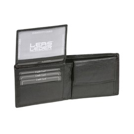LEAS Scheintasche extra dünn mit Klappe Echt-Leder im Querformat, schwarz Standard-Collection