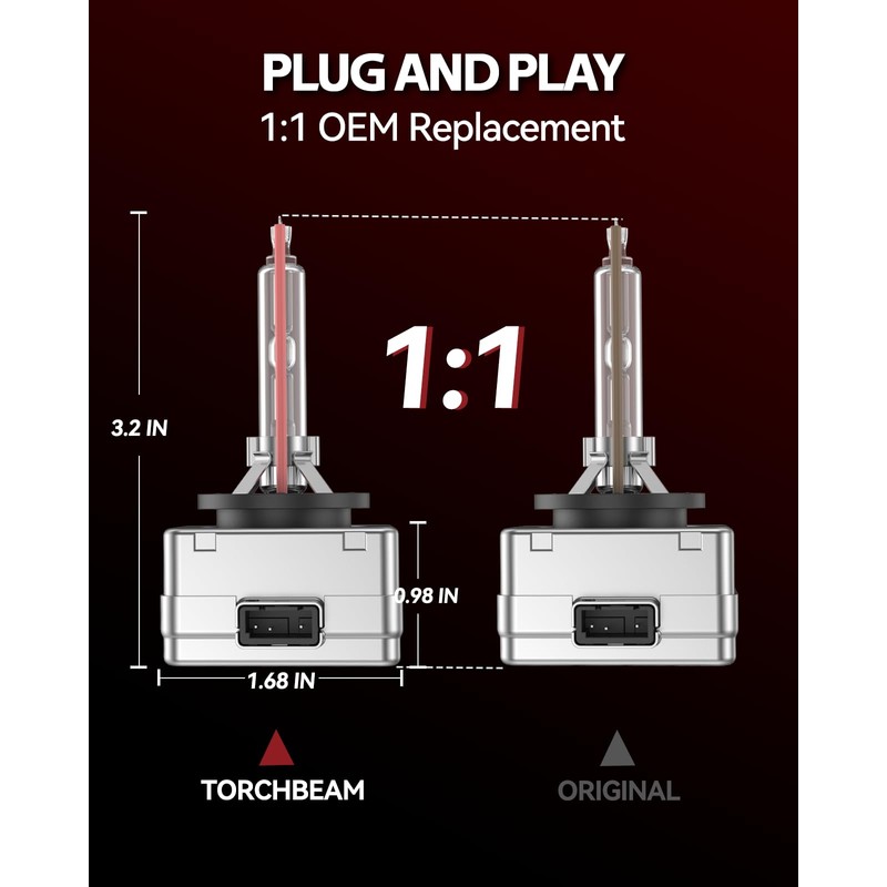 Torchbeam D3S HID Bulbs, Xenon 6000K 35W HID Bulb with