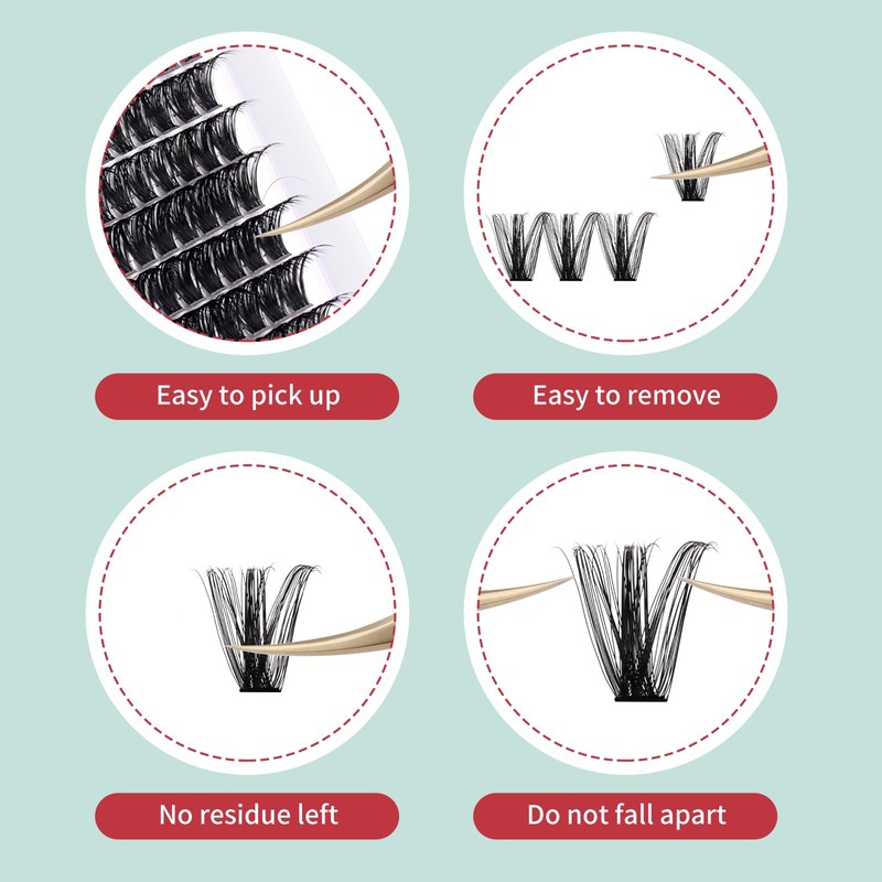 FADVAN False Eyelashes Clusters Pack of 280 60D Mix 9-16