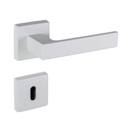 Gedotec Door Handle Aluminium Door Fitting White Door Handle Room Door – Push 1317 | Rosette Set for Interior Doors | BB - Deadlock | Door Handle White Matt | 1 Set - Handle Set Square with Screws