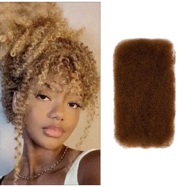 Hair Extensions Afro Kinkys Bulk Human Hair for Dreadlock Extensions Loc Repair Braiding Twist Tight Afro Kinky Human Hair for Locs (30,100g/3.3 oz, 8in)