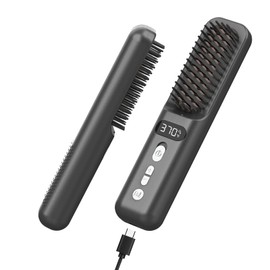 Glättbürste für Haar – 10.000 mAh, tragbarer Heizkamm mit negativen Ionen, mit schneller Erwärmung, MCH Verbrühungsschutz, 9 Temperatureinstellungen, LED-Anzeige, glättender Kamm für die Reise