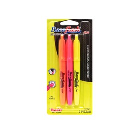 Baco | Marcatextos Resaltador Bacoflash en 3 Colores Fluorescentes - Blister con 3 Resaltadores