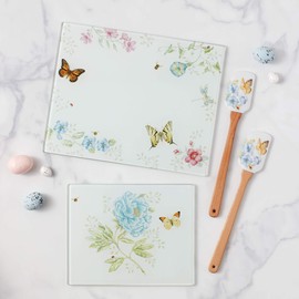 LENOX Butterfly Meadow Large Glass Cutting Board, 2.95 LB, Multi