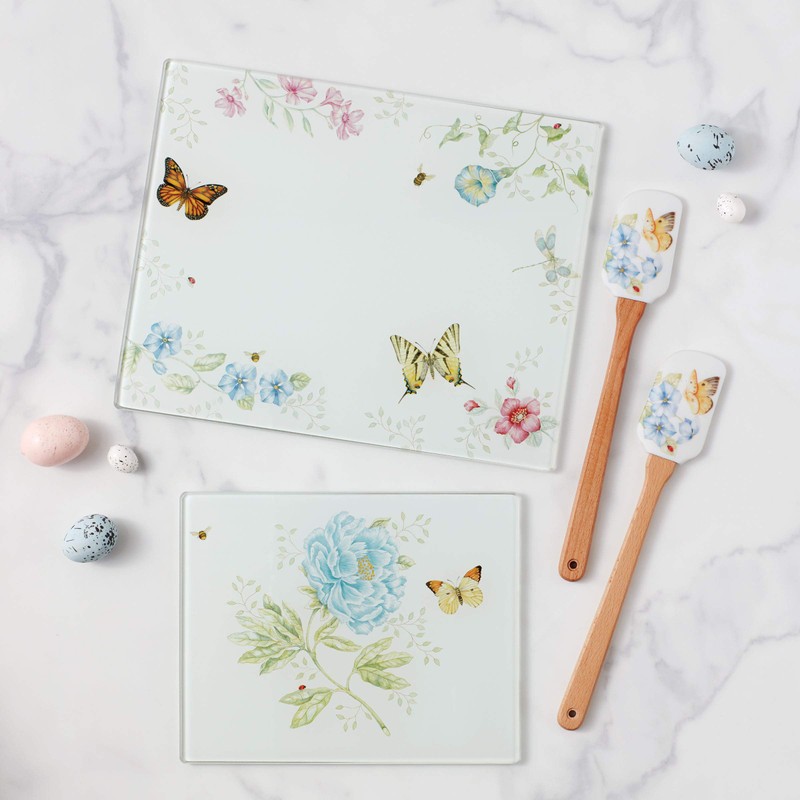 LENOX Butterfly Meadow Large Glass Cutting Board, 2.95 LB, Multi