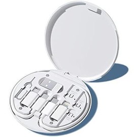 Multifunctional Data  Conversion  Portable Storage Box, Multi-Type  Line Convertor USB Type C Adapter Tool Contains Sim Card Slot Tray Eject Pin, Phone Holder (Black) - Colour: WHITE