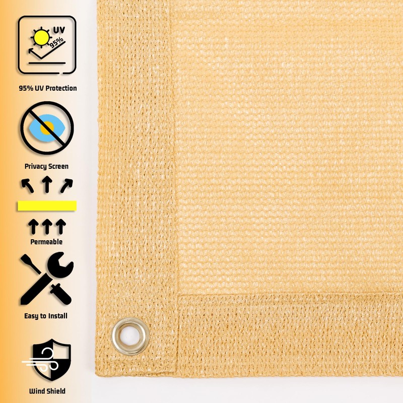 SUNNY GUARD Shade Cloth 4/6/8/10/12 FT Sun Shade Screen Fabric