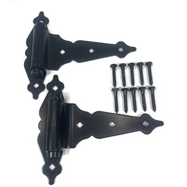 Kiavetta Self-Closing Gate Hinges – Heavy‑Duty Spring Hinges for Wood/Vinyl Gates, Adjustable 0.23″–1.25″ Gap, Includes Screws & Adjustment Tool – 2‑Pack, Black Powder Coat