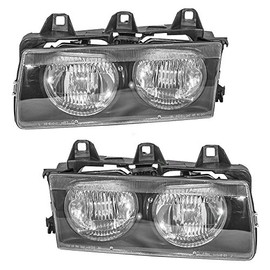 Brock Replacement Driver and Passenger Headlights Headlamps Compatible with 1992-1999 E36 3 Series 63121387861 63121387862
